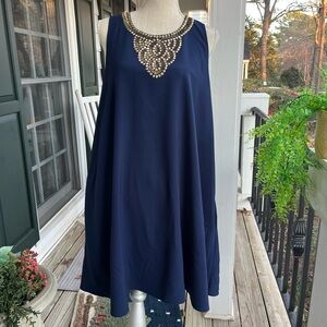 Lilly Pulitzer 🏝️ Navy Swing Dress, Gold Beaded, XL, EUC, Sleeveless, Wedding